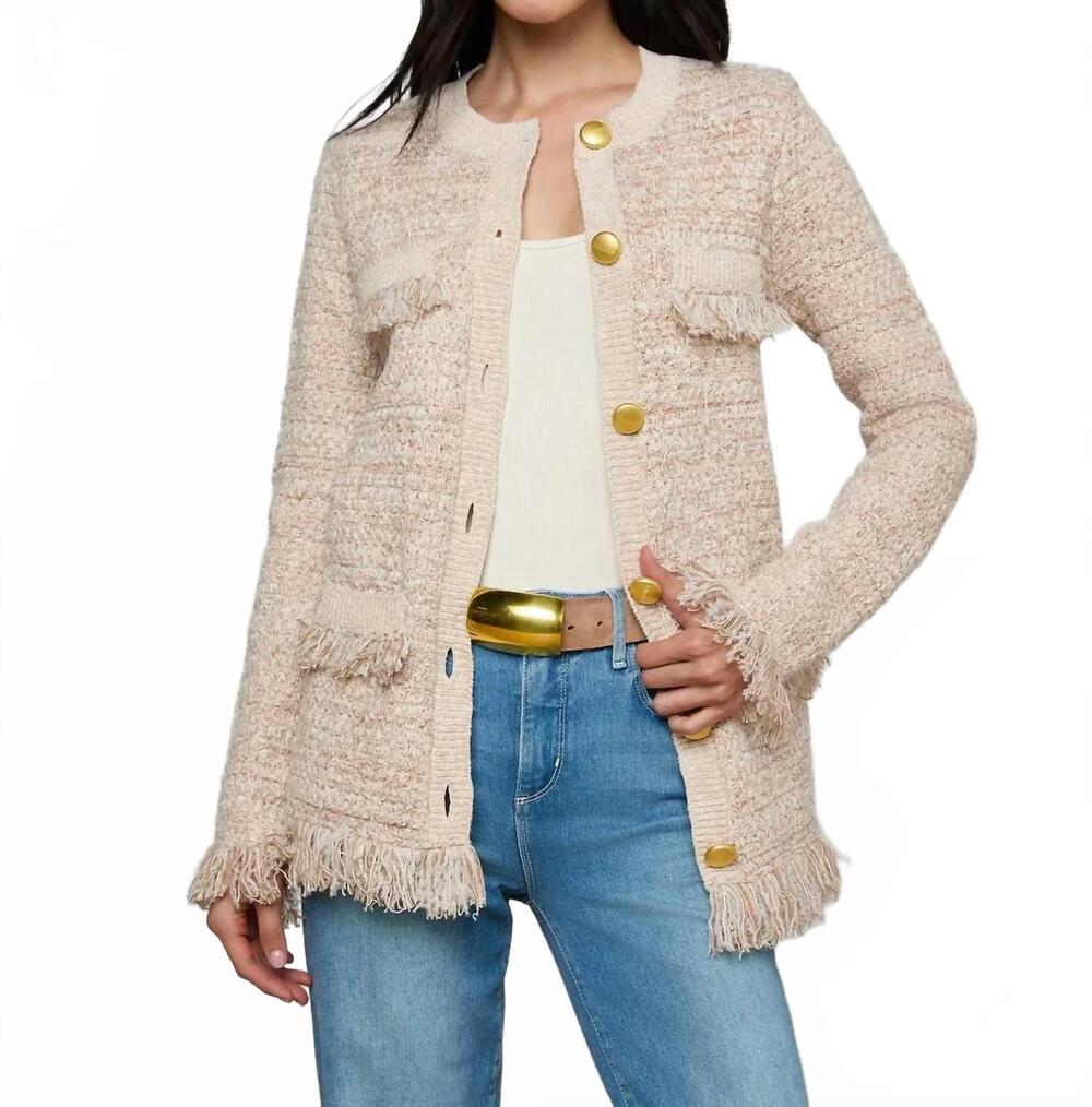NEW L'AGENCE kastoria fringe cardigan in natural